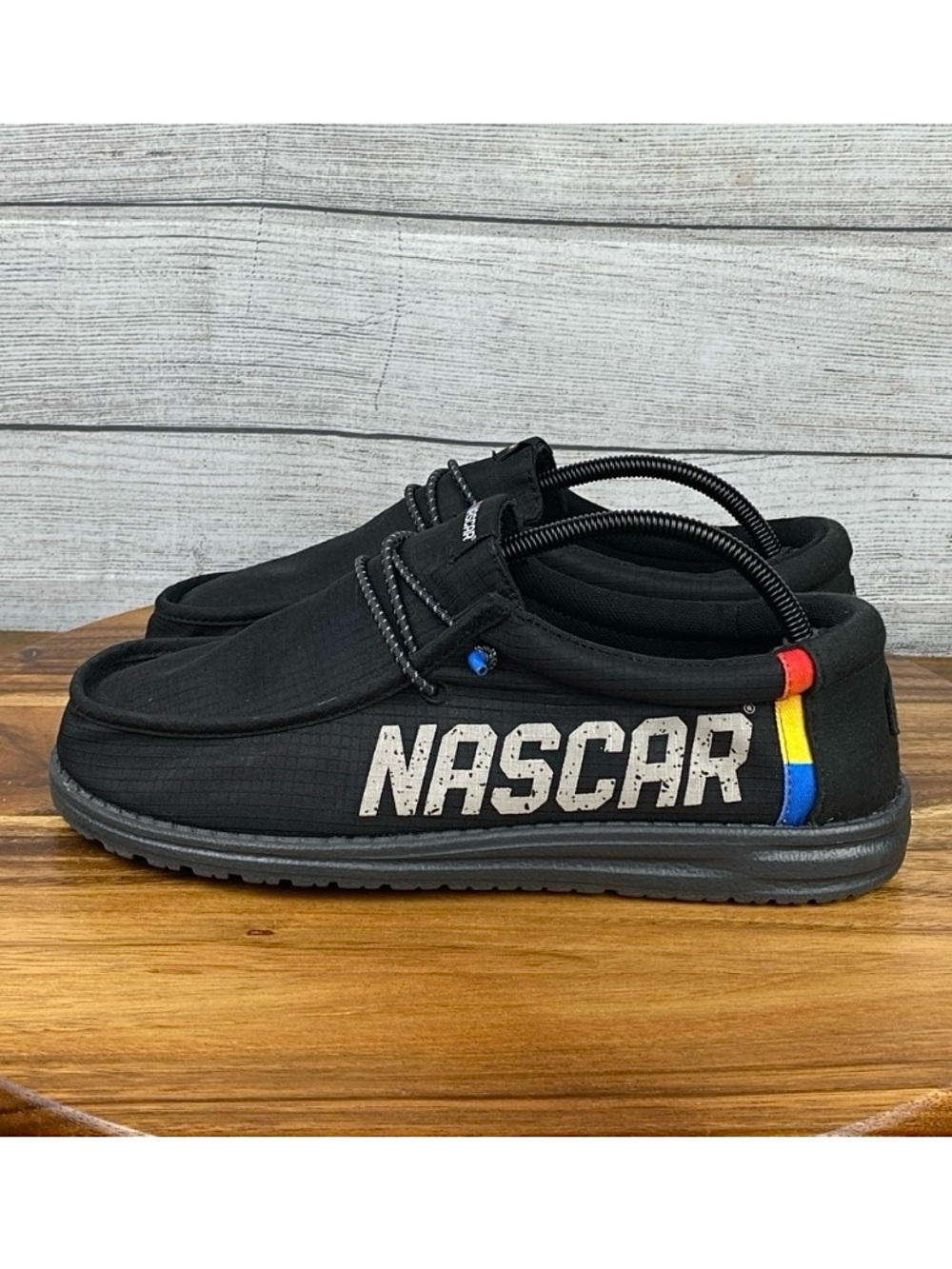 Hey Dude Wally NASCAR Multi Black Slip On Loafers Men’s Shoe Size 9